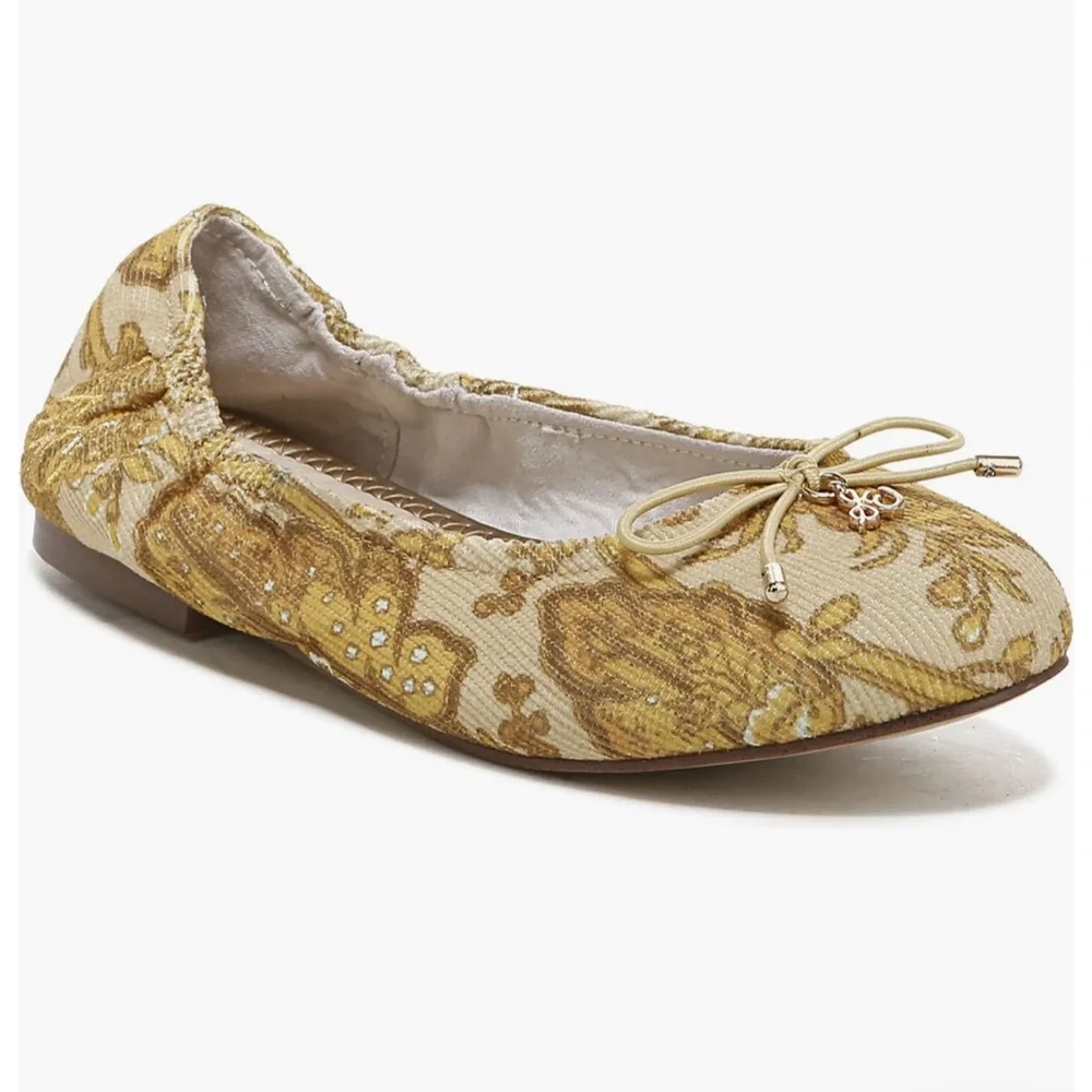 New Sam Edelman Felicia Floral Jacquard Ballet Flat, Size 2, Girl Youth Shoes